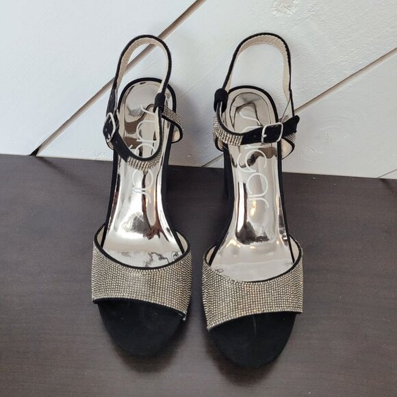 NEW Sugar Priscila2  Rhinestones Womens Block Heel Sandals 8M - Picture 4 of 9